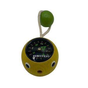 Sassafras Enterprises Mini Compass Wood 2004 Toy Cord Bead Colorful Camp Yellow